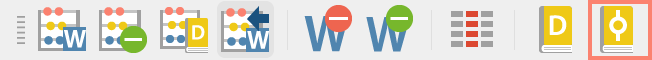 The quick button for the “Frequencies of dictionary categories” function in the “MAXDictio” toolbar. The quick button for the “Frequencies of dictionary categories” function in the “MAXDictio” toolbar.