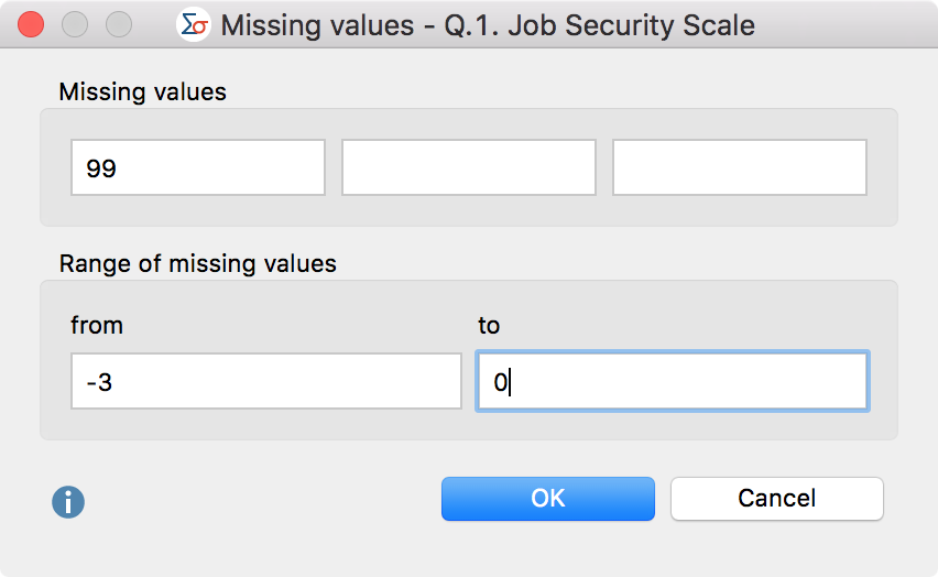 Window for entering a missing value Window for entering a missing value