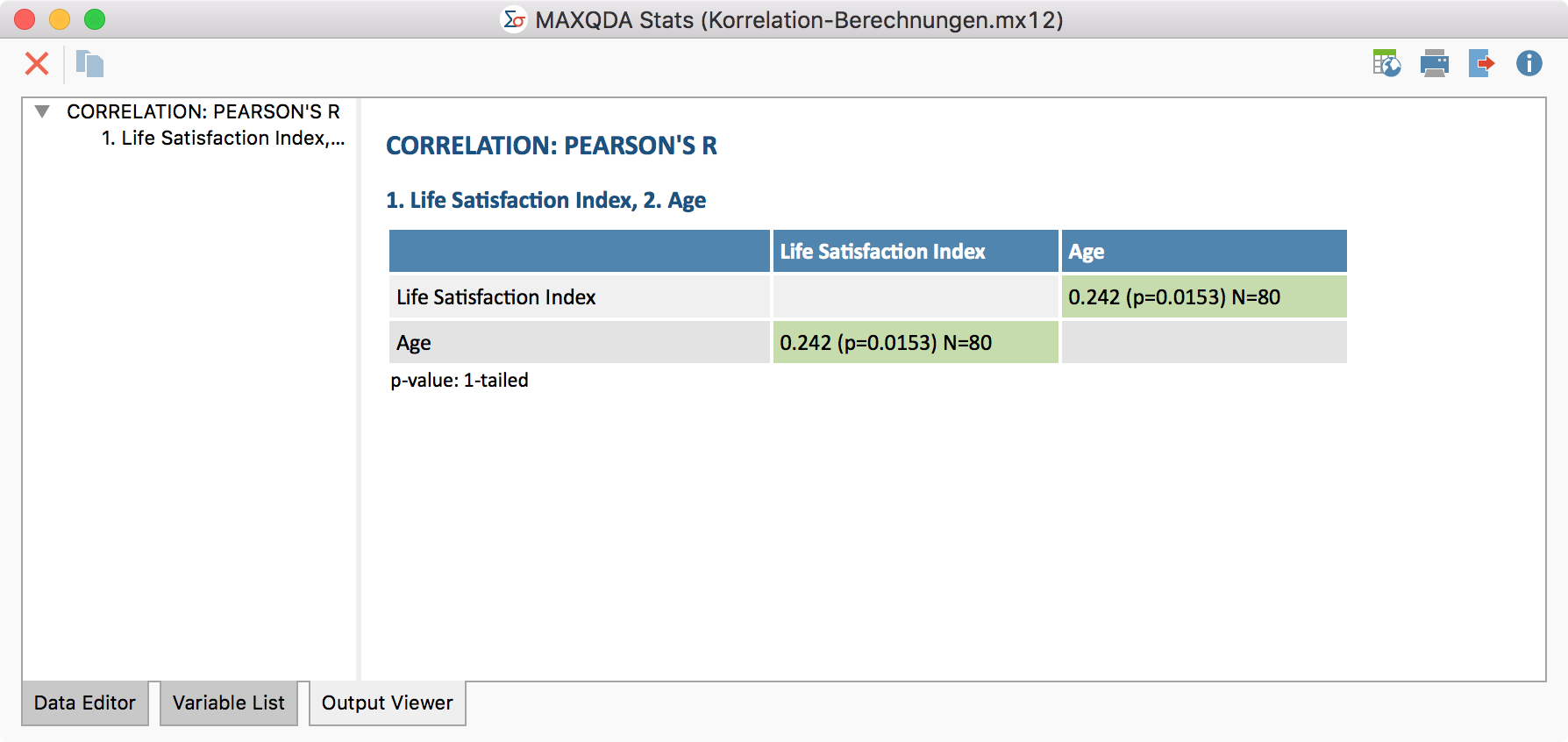 Results table for correlations following transfer to the Output Viewer Results table for correlations following transfer to the Output Viewer