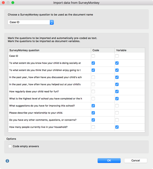 Tweaking the settings for the import Tweaking the settings for the import