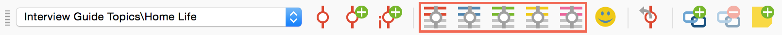 “Code” toolbar with five highlight coding buttons “Code” toolbar with five highlight coding buttons