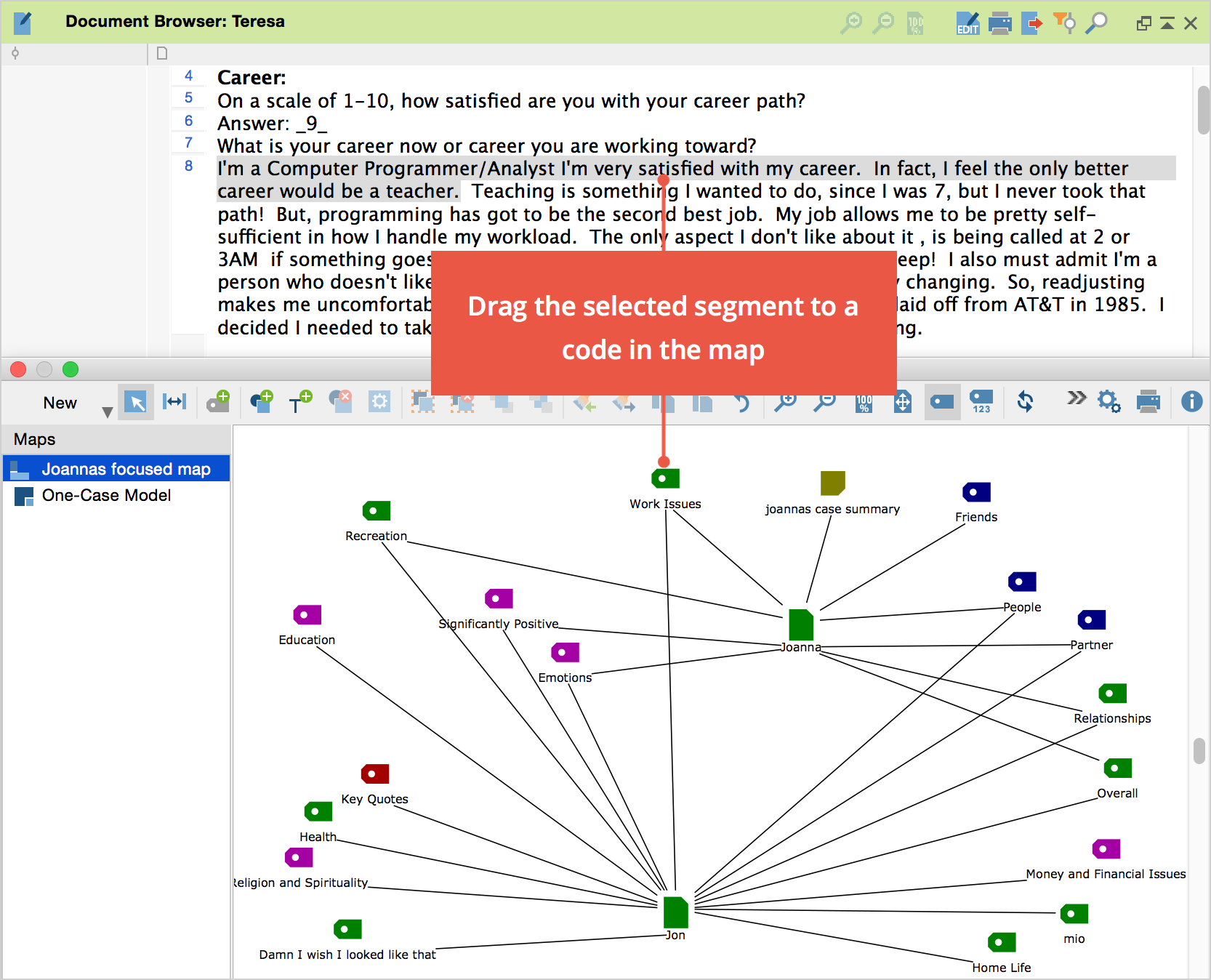 Coding using Drag & Drop on a code in a map Coding using Drag & Drop on a code in a map