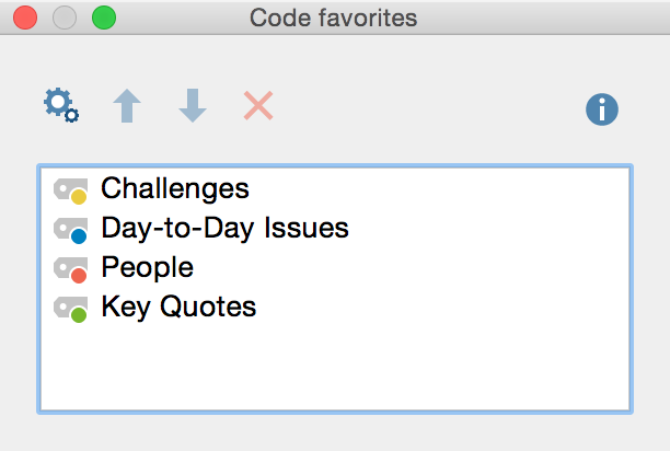 The list of code favorites The list of code favorites