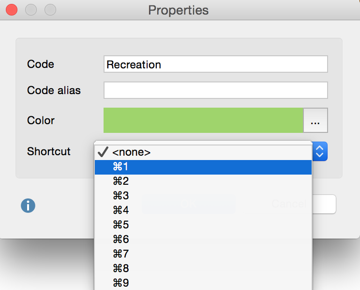Assigning a shortcut to a code in the properties window