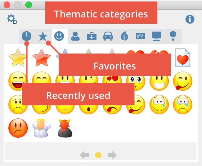 The emoticode window The emoticode window