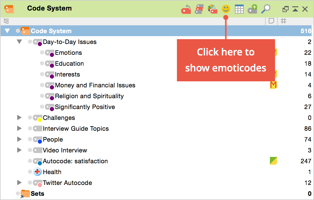 emoticode display in the “Code System” emoticode display in the “Code System”