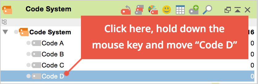 Moving codes with the mouse Moving codes with the mouse