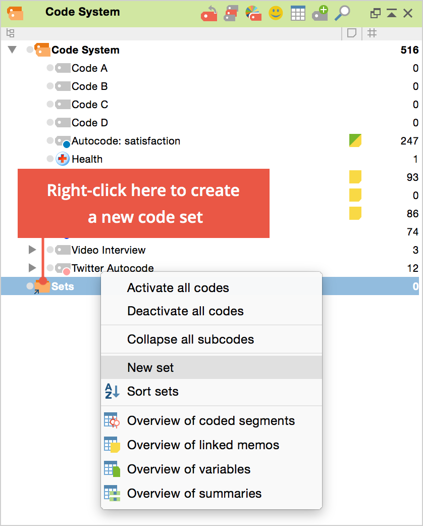 Create a new code set in the “Code System” Create a new code set in the “Code System”