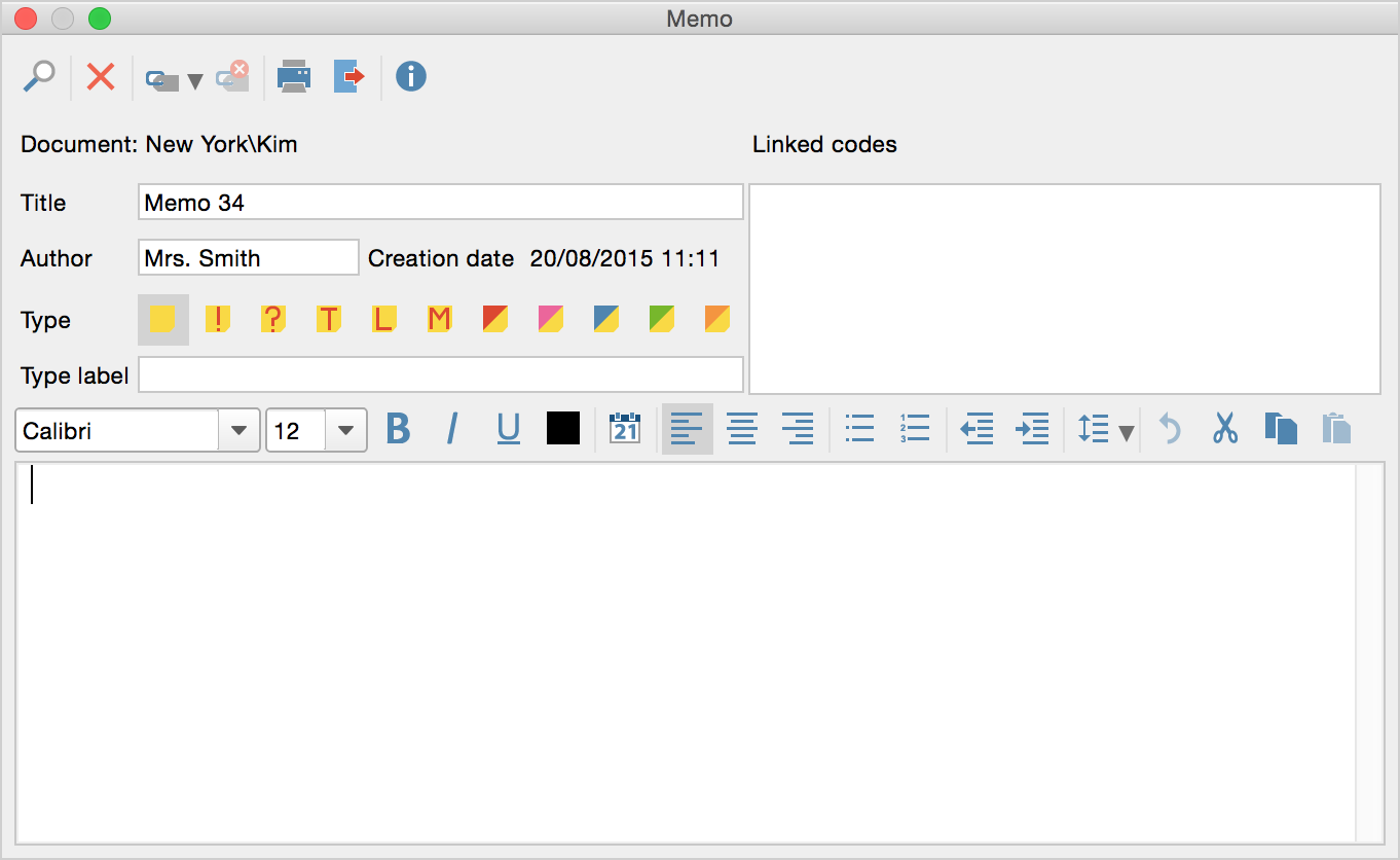The memo window The memo window