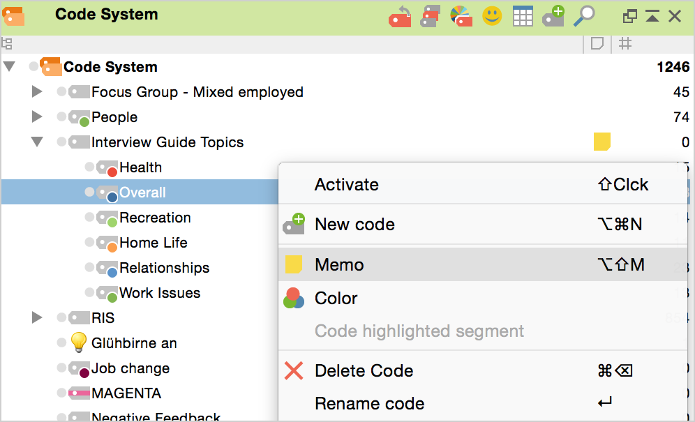 Creating a code memo Creating a code memo