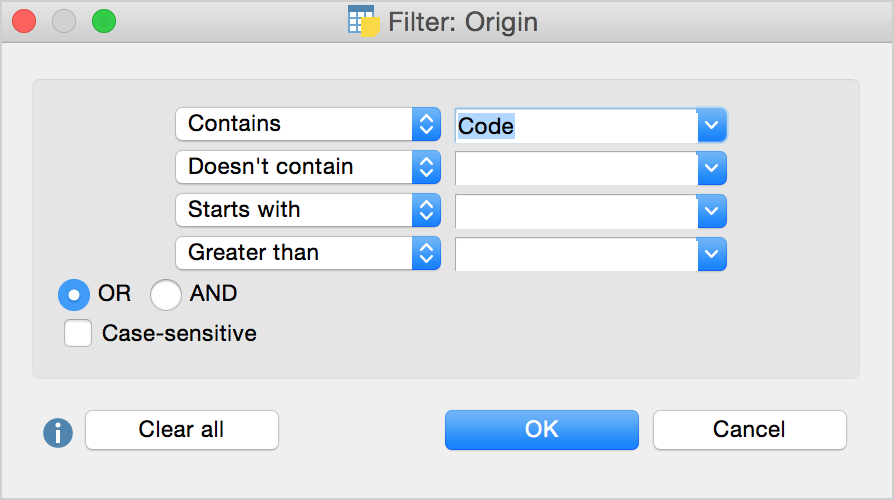 Filtering the “Overview of Memos” Filtering the “Overview of Memos”