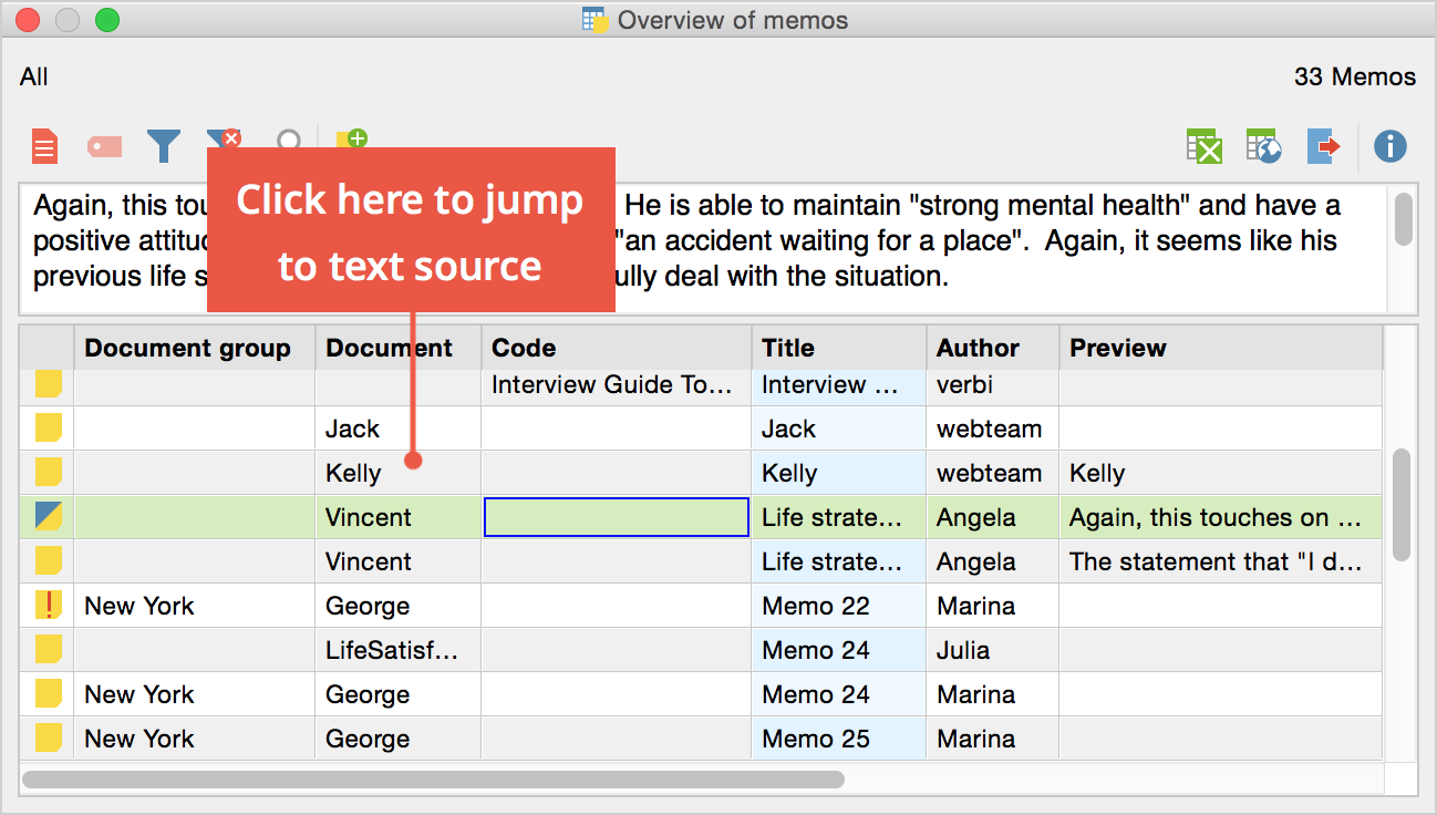 Jumping from a memo to its position in a document Jumping from a memo to its position in a document