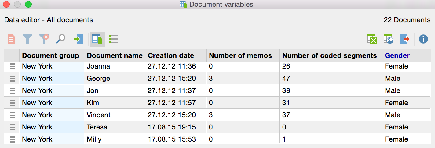 Data editor (document variables) Data editor (document variables)
