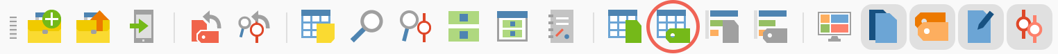 Quick button for accessing the “Data editor (code variables)” Quick button for accessing the “Data editor (code variables)”