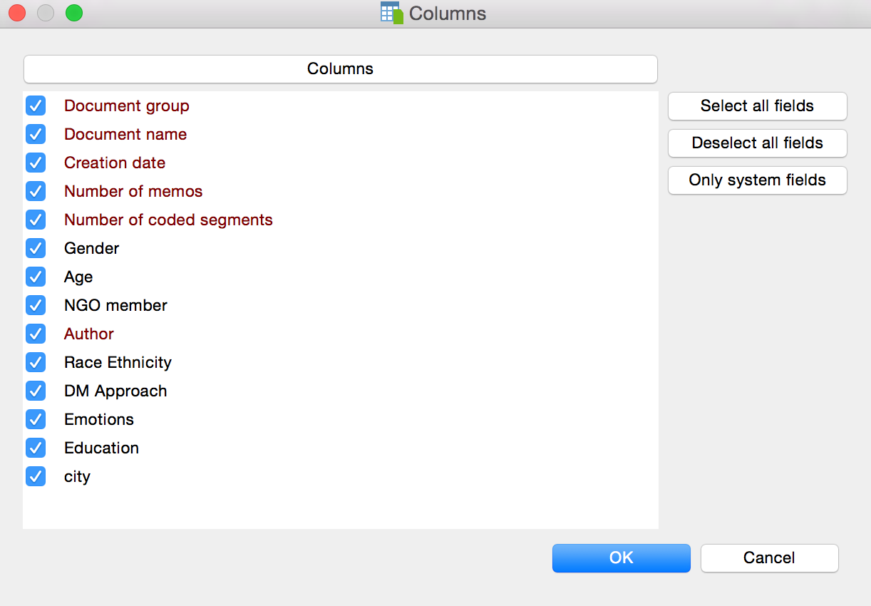 Variable selection of columns to be viewed Variable selection of columns to be viewed