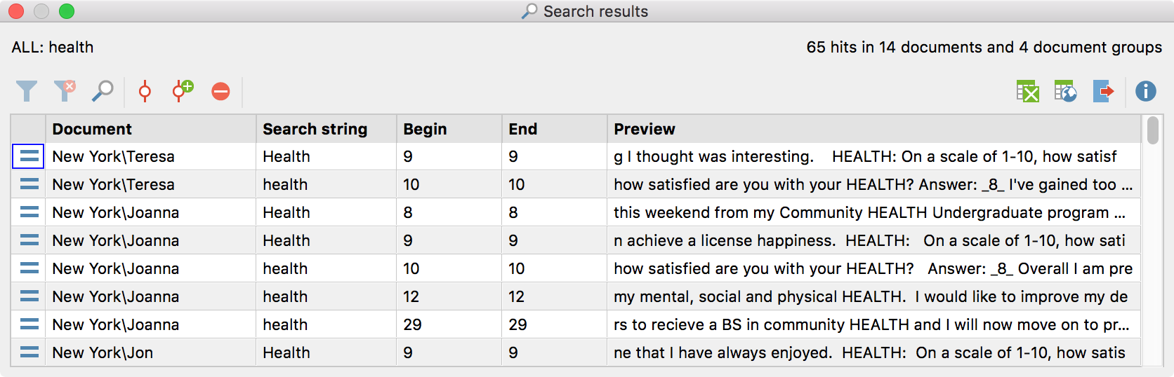Example search results Example search results