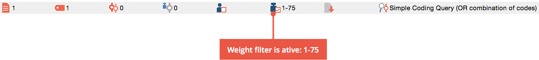 Display of weight filter in the status bar Display of weight filter in the status bar