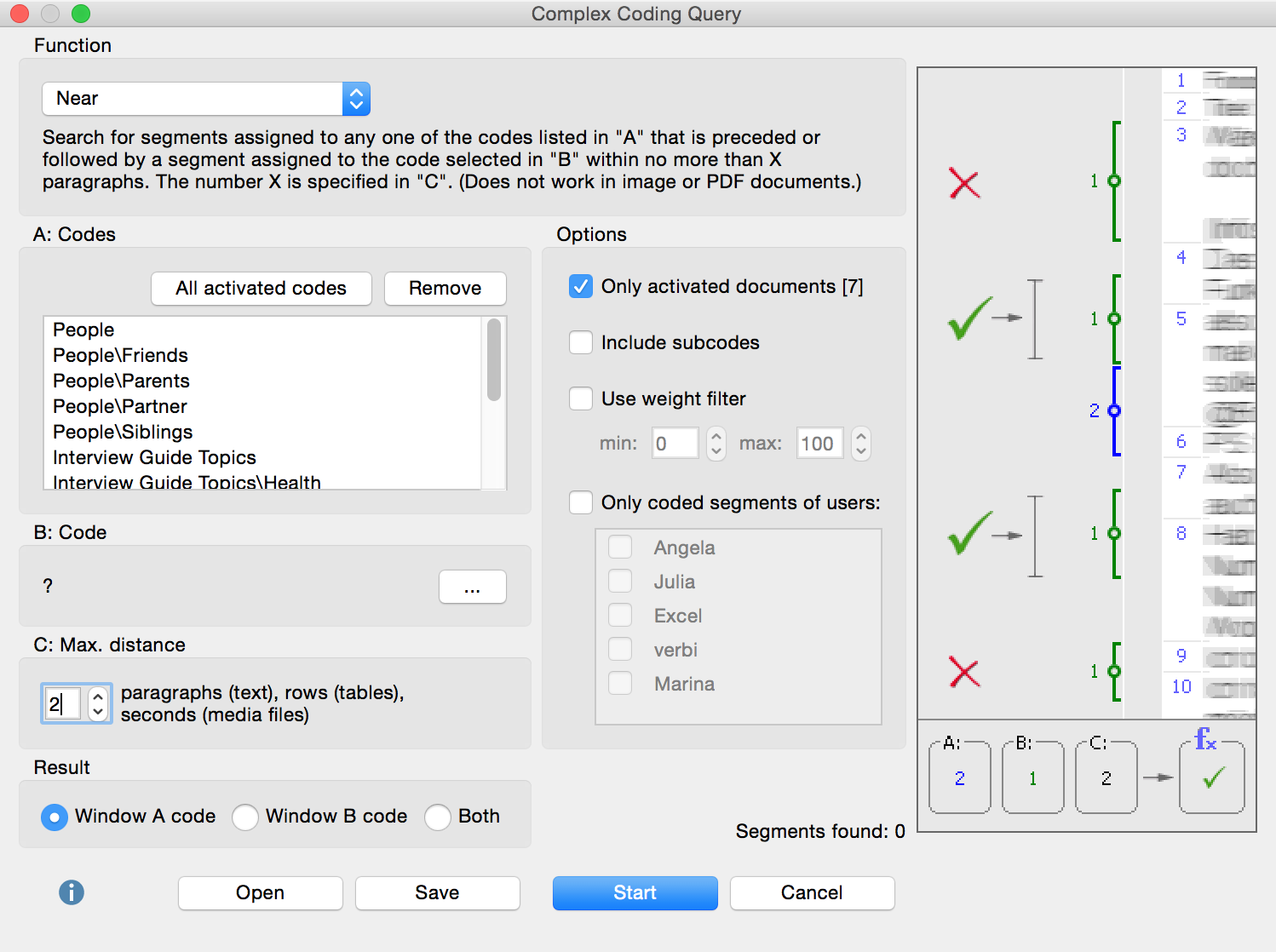 Complex Coding query window Complex Coding query window