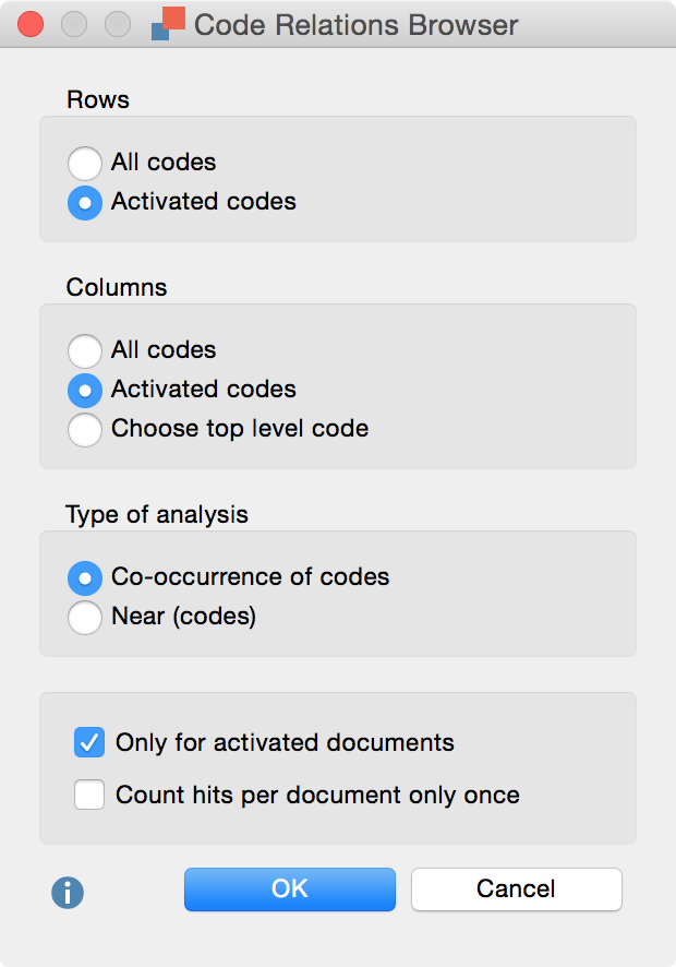 Code Relations Browser options dialog Code Relations Browser options dialog