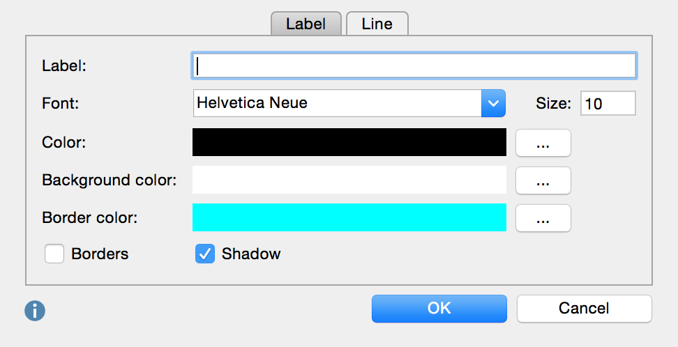 Dialog box for connecting line properties Dialog box for connecting line properties