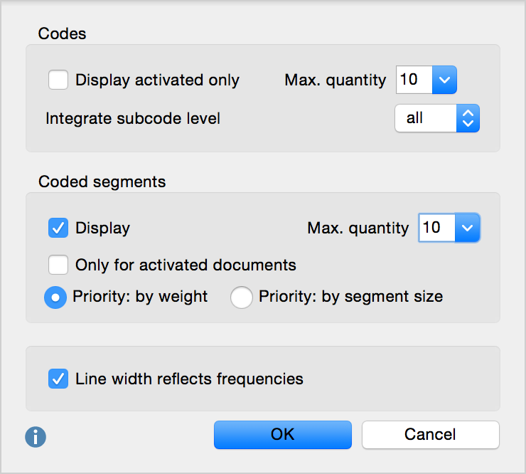 The Code-Subcode-Segments Model options The Code-Subcode-Segments Model options