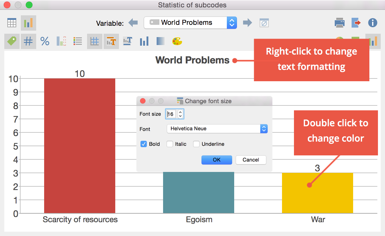 Customize color and font size Customize color and font size