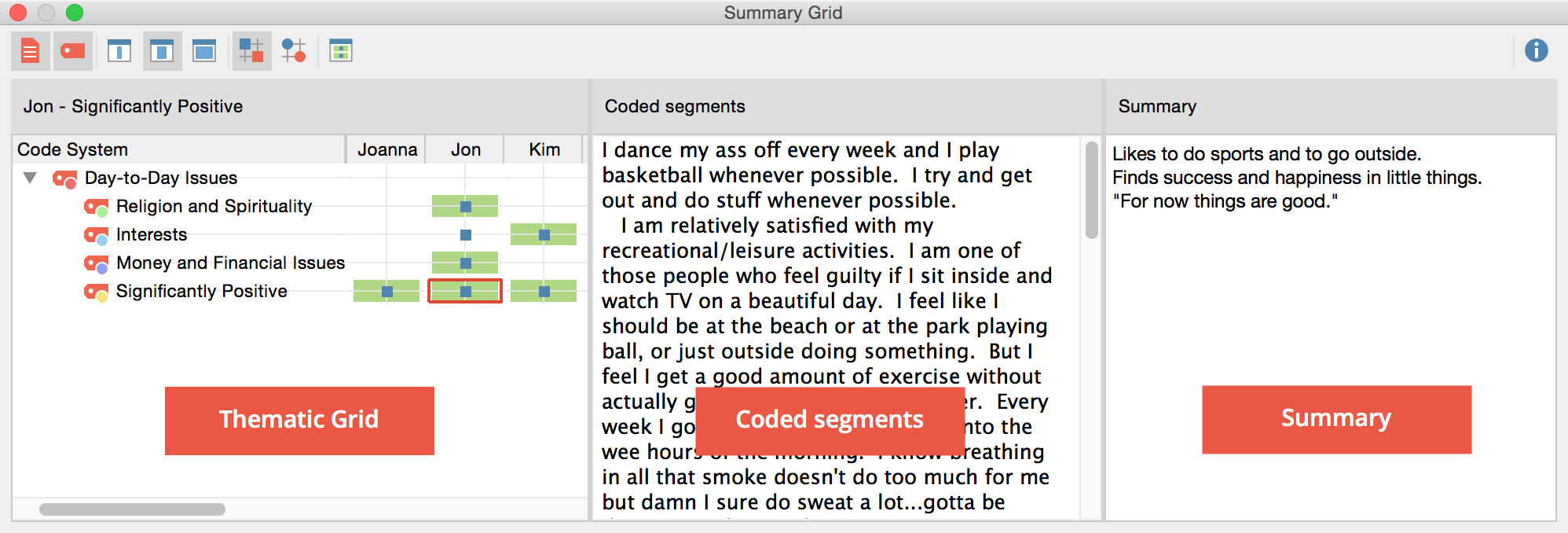 Window “Summary Grid” Window “Summary Grid”
