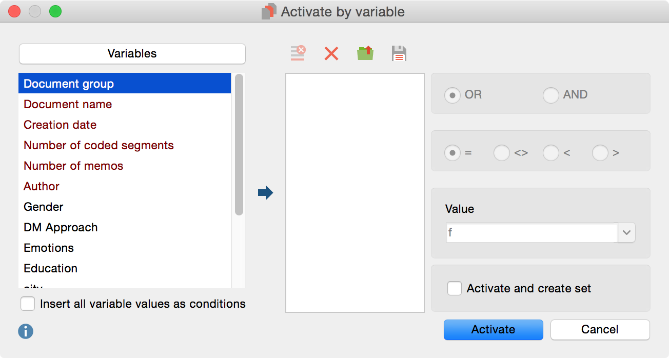 Dialog field for activation by variable Dialog field for activation by variable