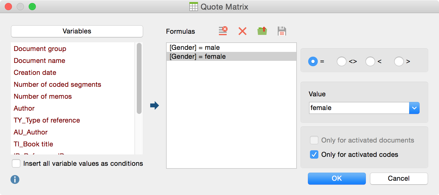 Defining columns for the Quote Matrix Defining columns for the Quote Matrix