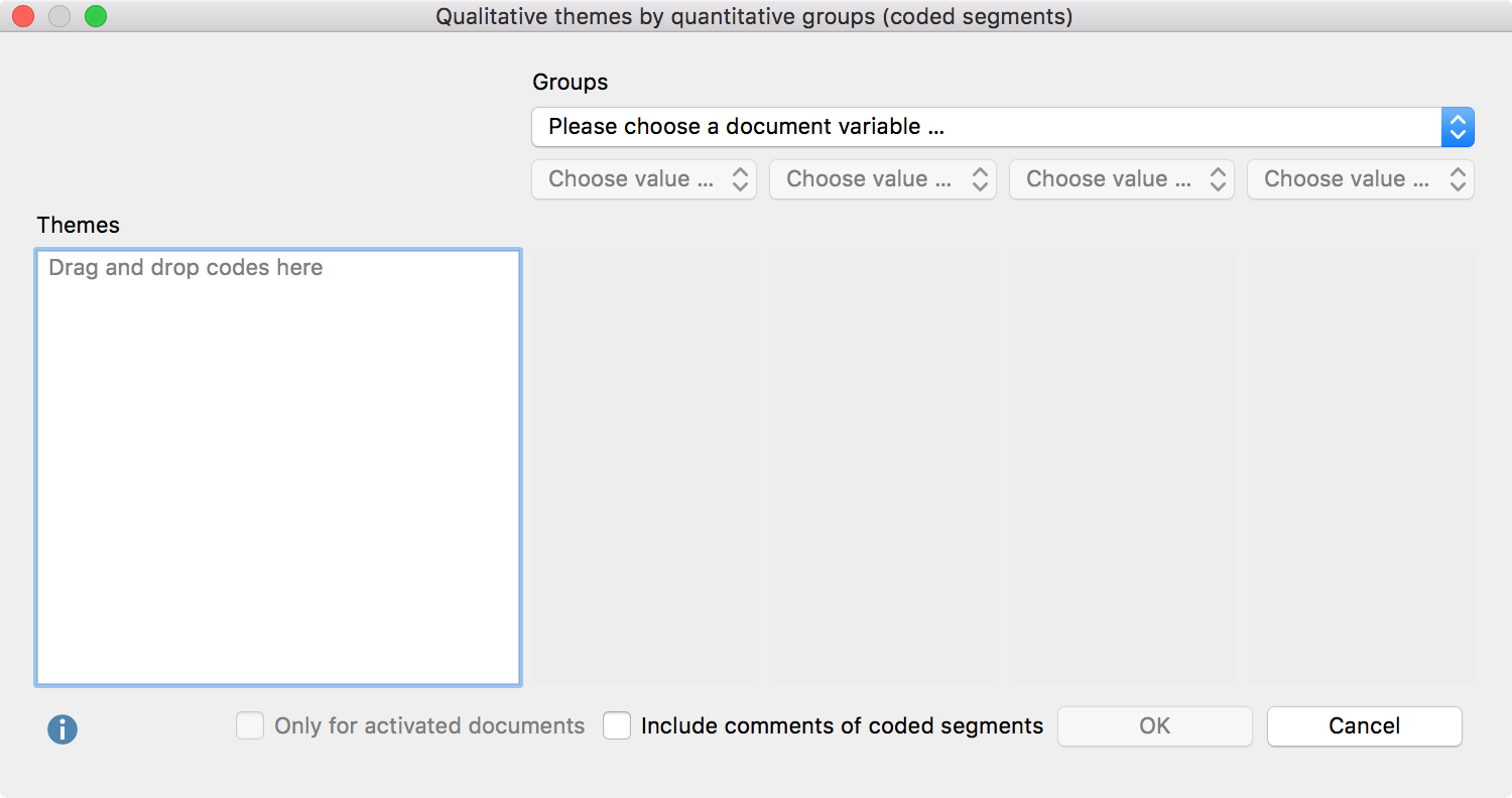 Creating a joint display “Qualitative themes by quantitative groups”