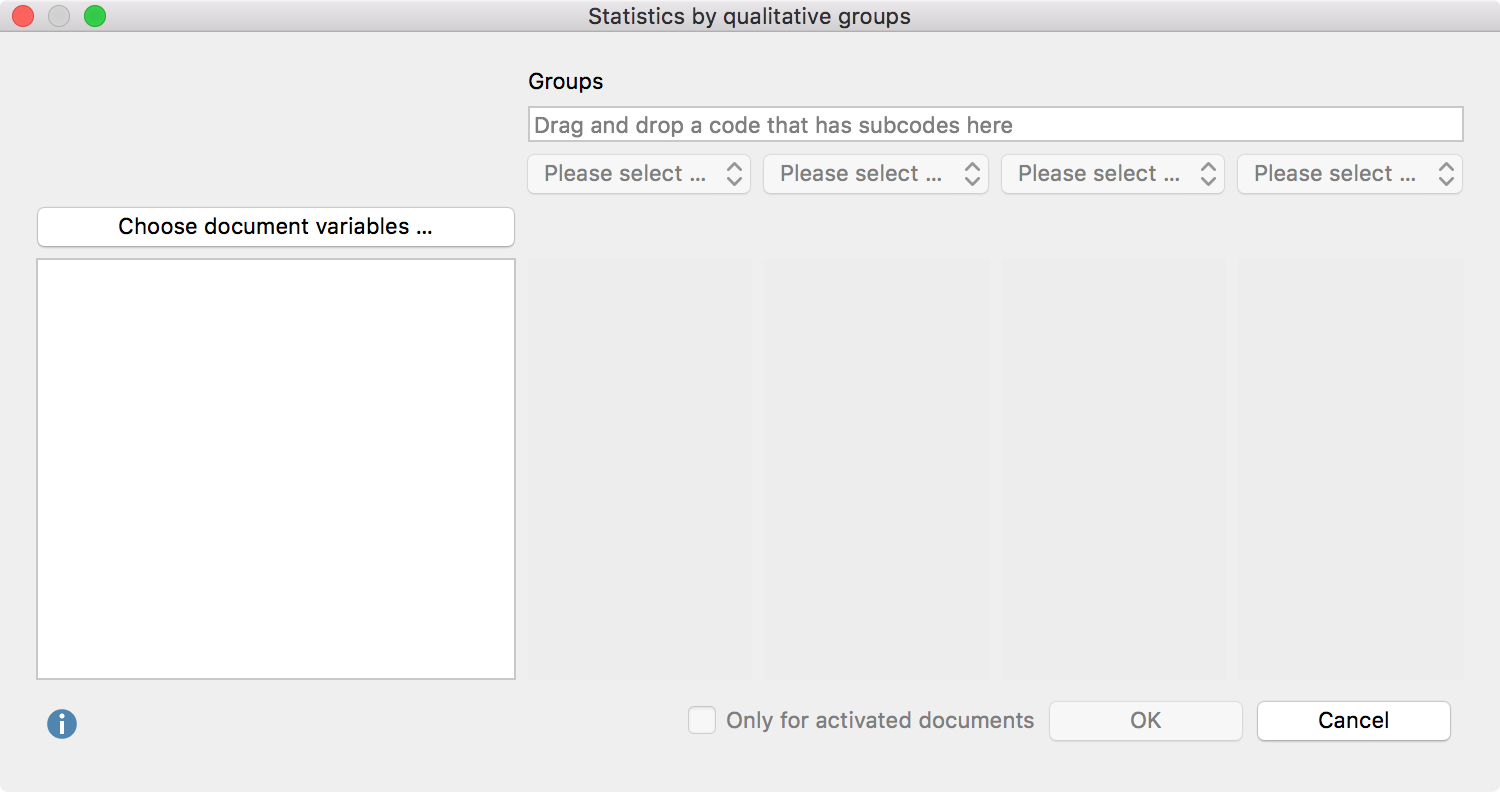 Creating a joint display “Statistics by qualitative groups“ Creating a joint display “Statistics by qualitative groups“