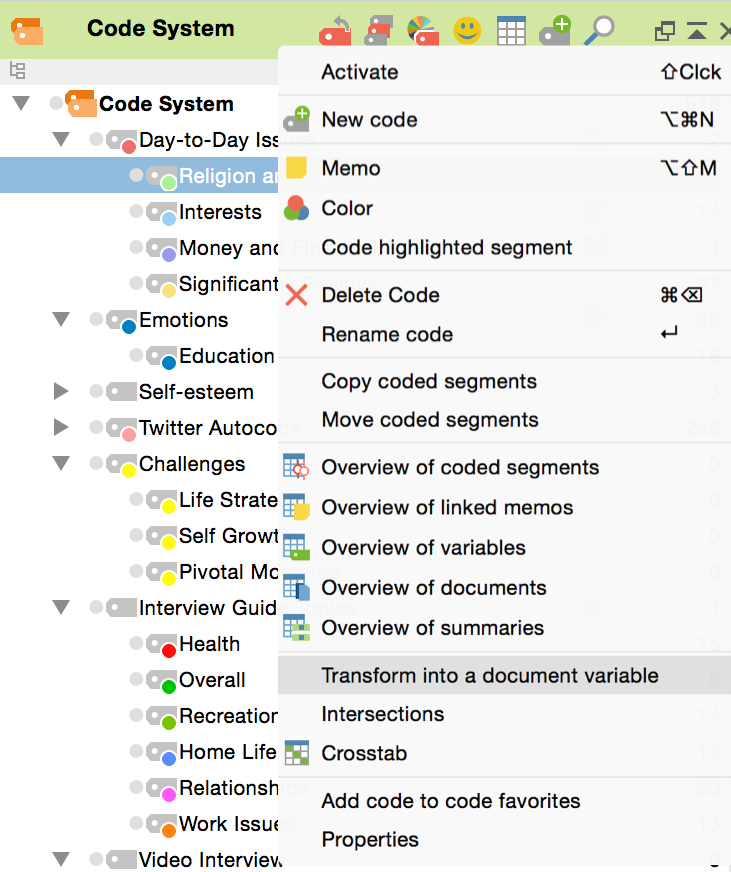 Transform a code into a document variable Transform a code into a document variable