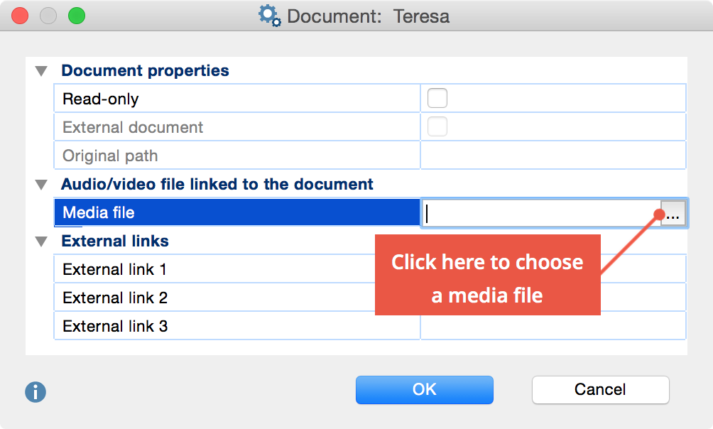 Assigning an audio or video file subsequently to an existing document Assigning an audio or video file subsequently to an existing document