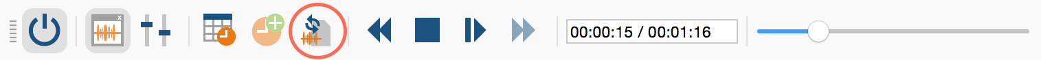 Activate Sync mode from the “Media player” toolbar Activate Sync mode from the “Media player” toolbar