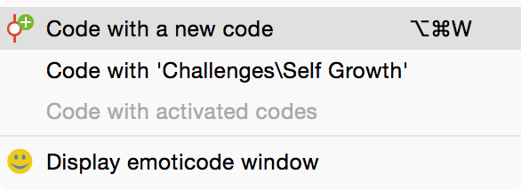Context menu on a marked clip Context menu on a marked clip