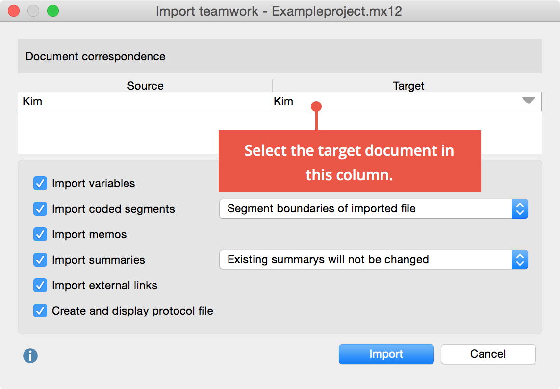 Options for importing teamwork Options for importing teamwork