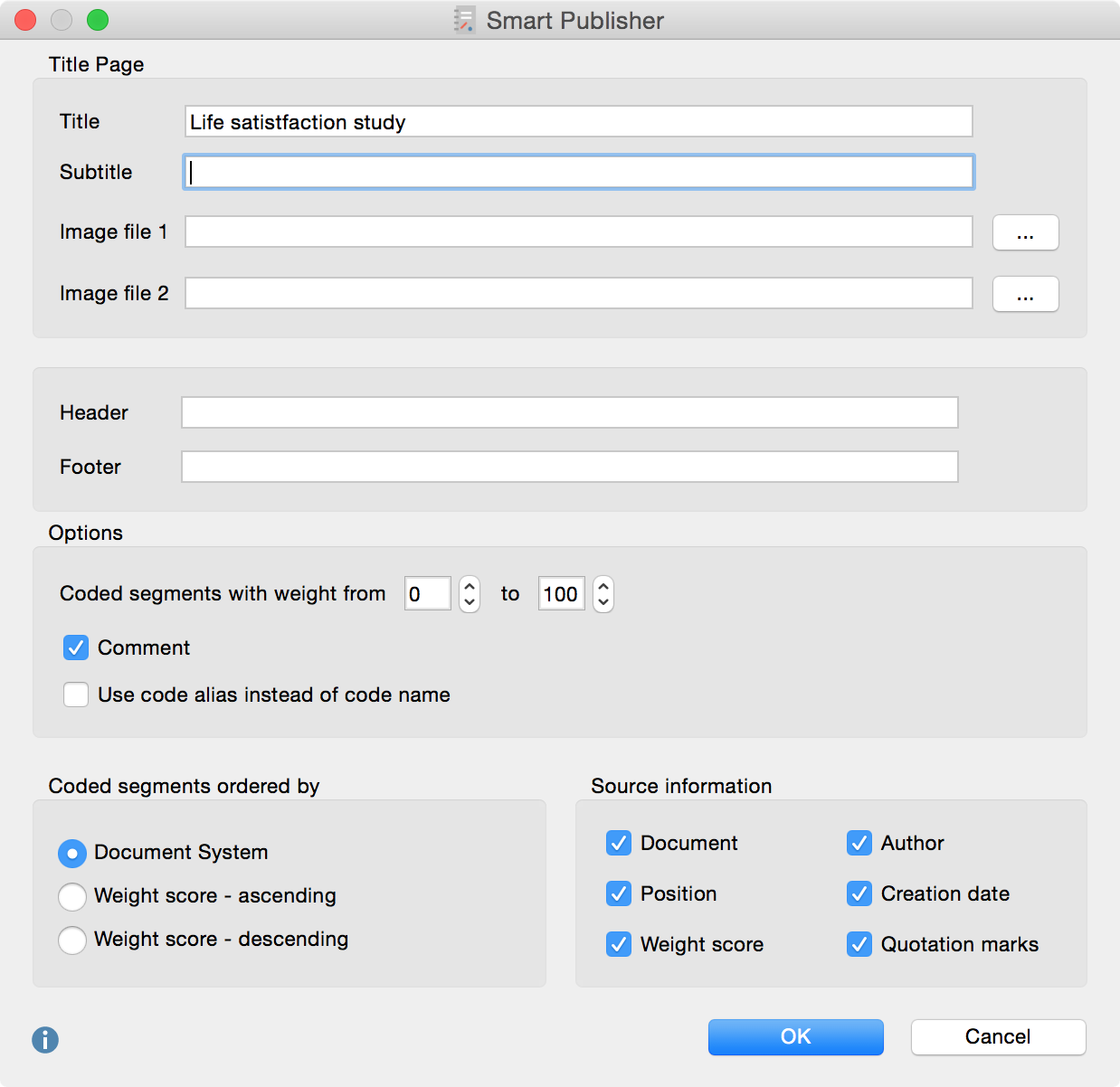 Smart Publisher settings Smart Publisher settings