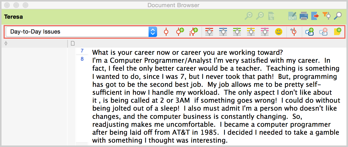 Code toolbar in the second document browser Code toolbar in the second document browser