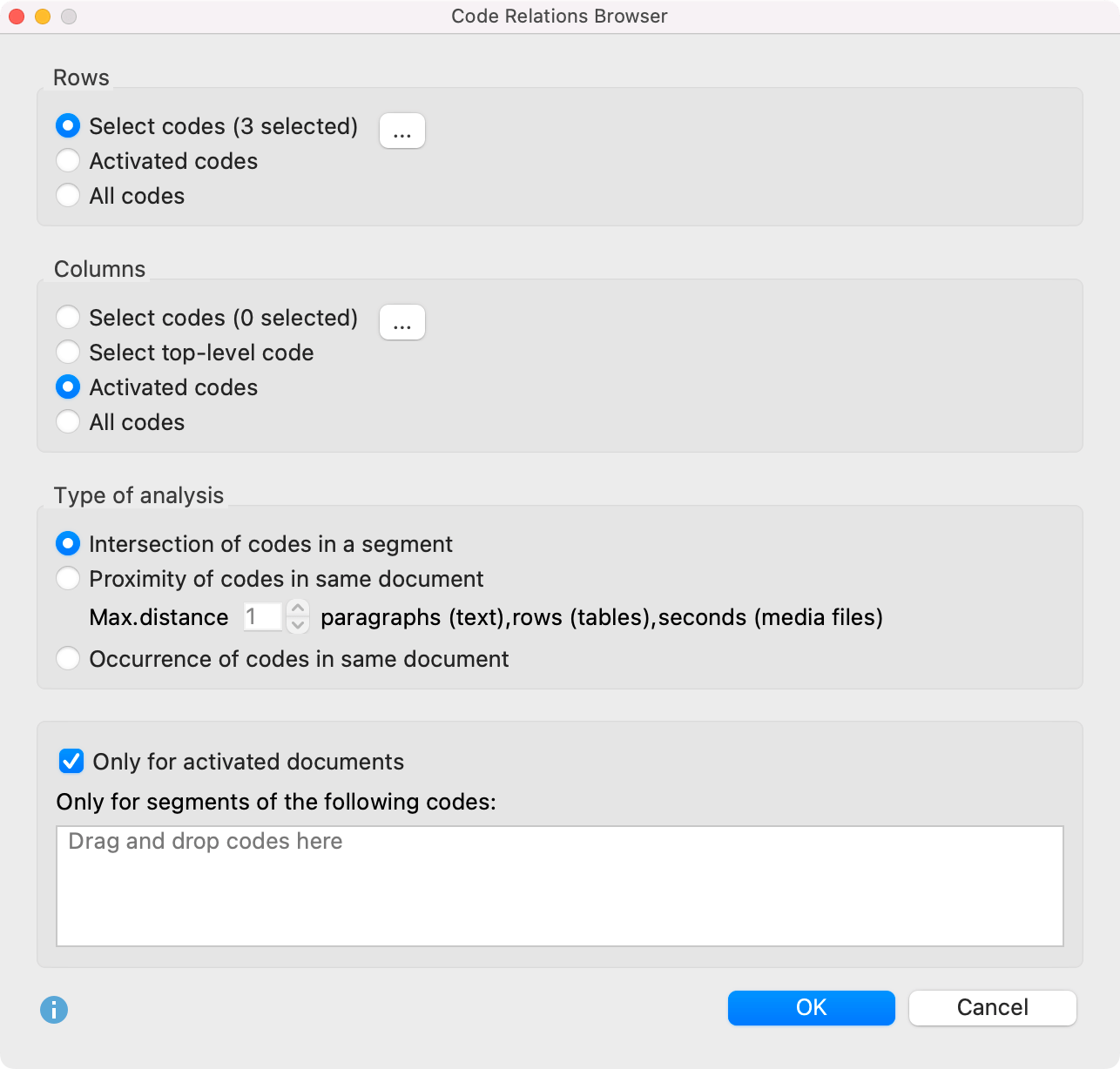Code Relations Browser options dialog