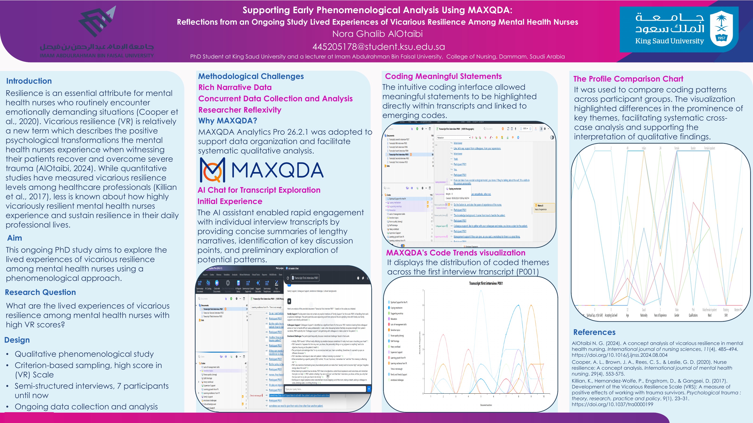 Poster: Supporting Early Phenomenological Analysis Using MAXQDA – Reflections from an Ongoing Study on Lived Experiences of Vicarious Resilience Among Mental Health Nurses