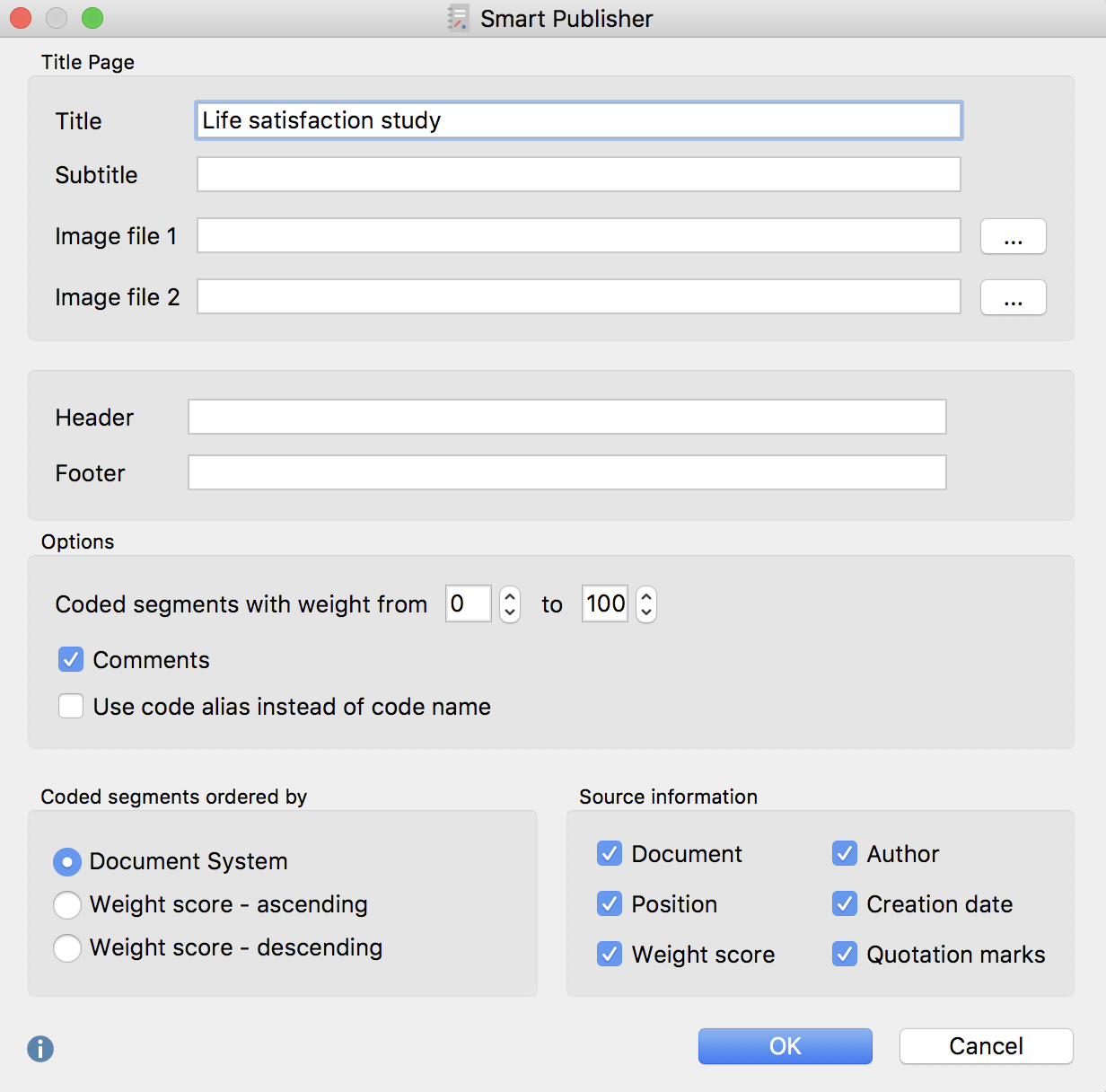 Smart Publisher settings Smart Publisher settings
