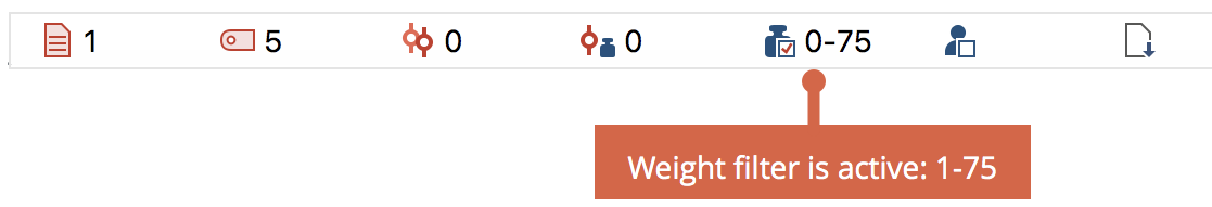 Display of weight filter in the status bar Display of weight filter in the status bar