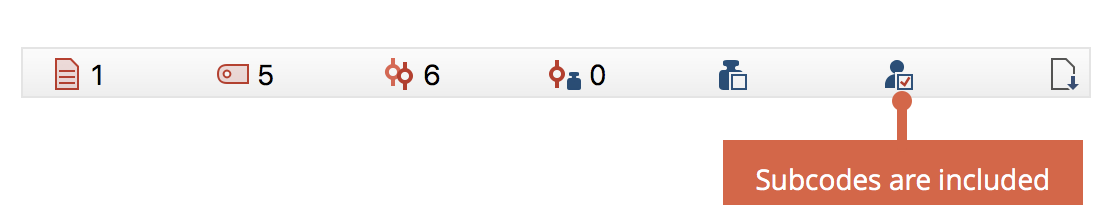 Subcode inclusion shown in the status bar Subcode inclusion shown in the status bar