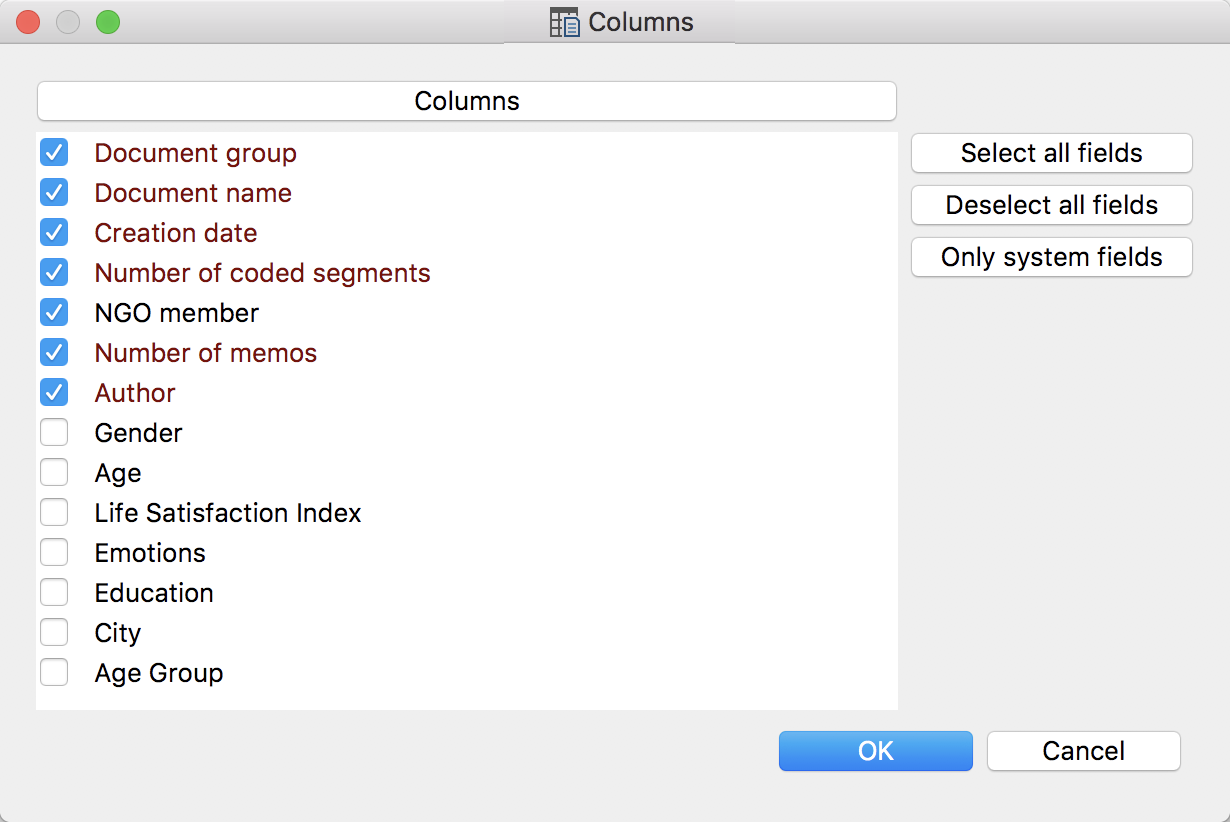 Variable selection of columns to be viewed Variable selection of columns to be viewed