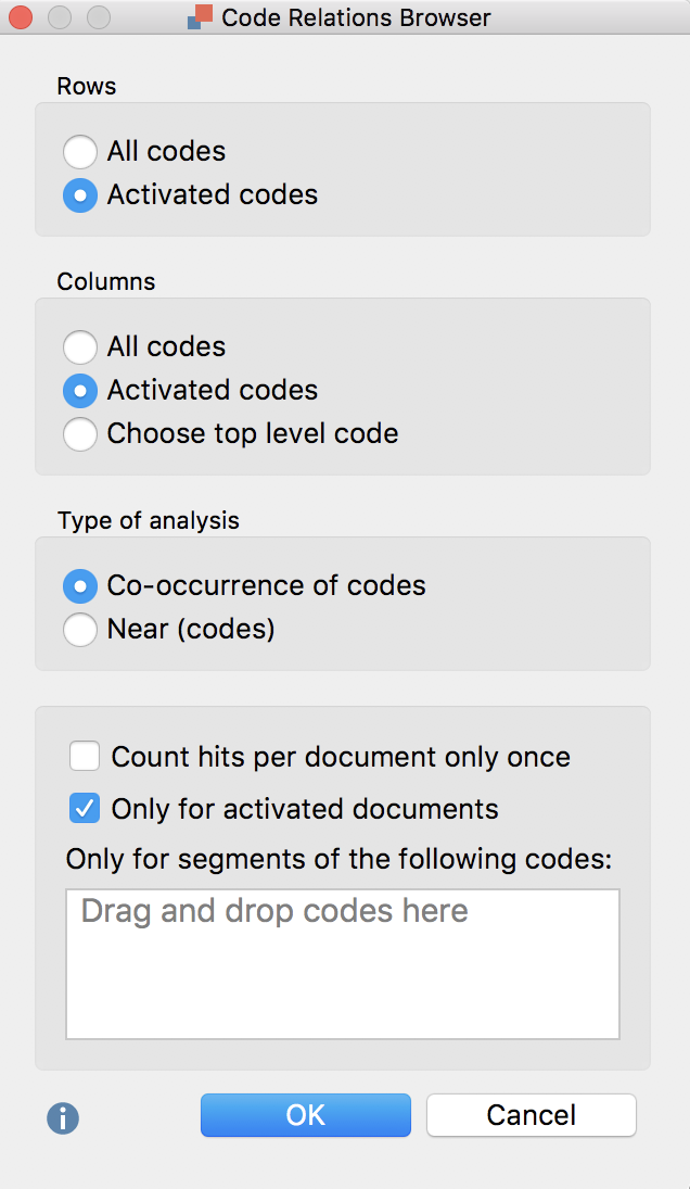 Code Relations Browser options dialog Code Relations Browser options dialog