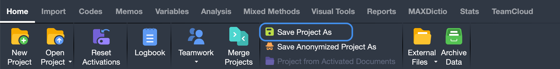 Save a MAXQDA 2020 project for MAXQDA 2018
