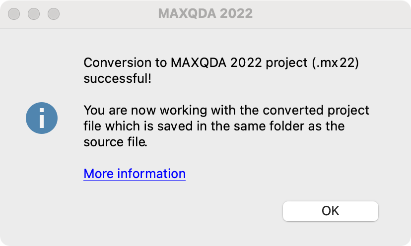 Successful conversion message