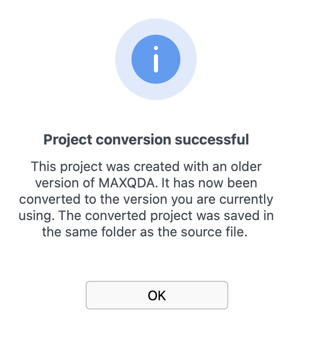 Screenshot of the successful conversion message