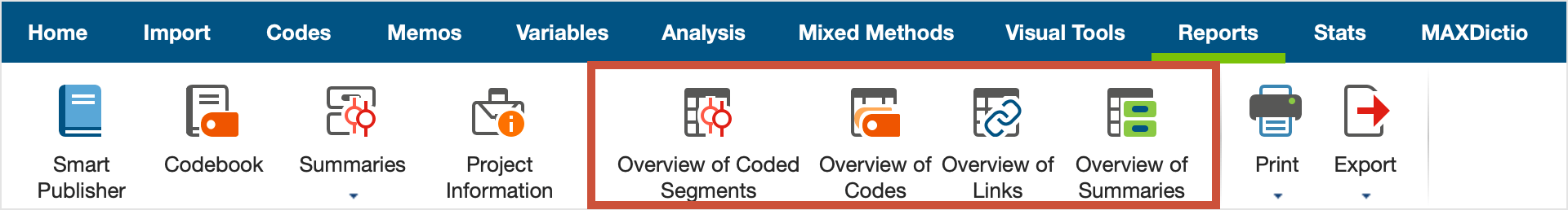 Overview in the 'Reports' tab