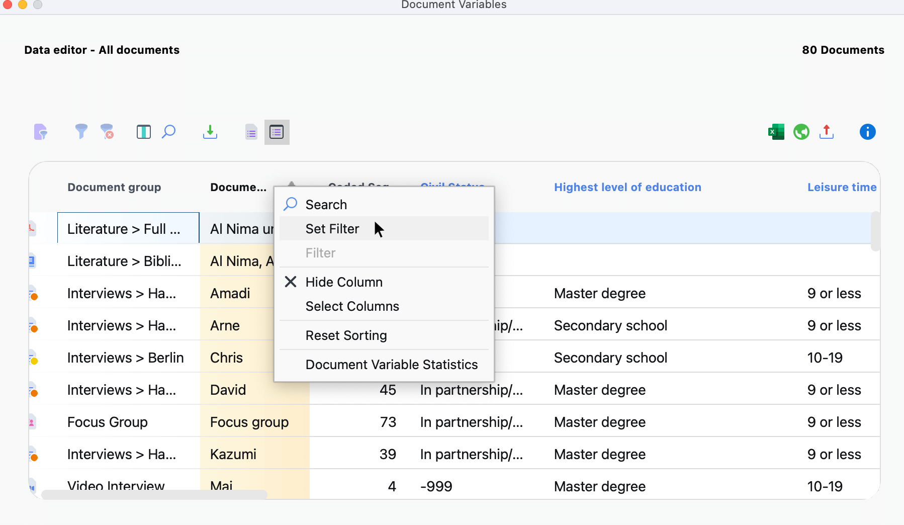 Set filter by column Set filter by column